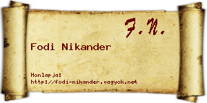 Fodi Nikander névjegykártya